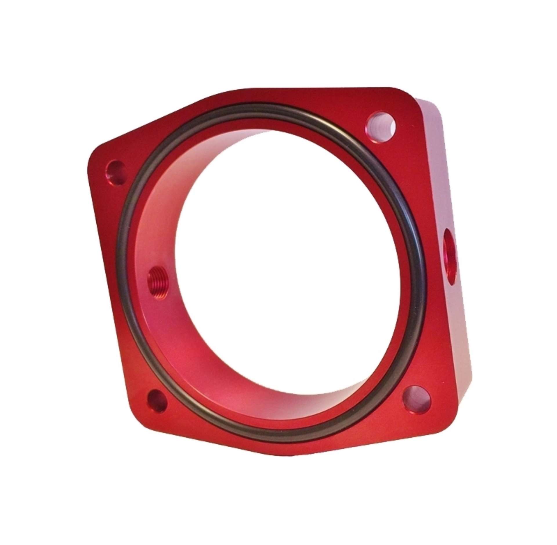 Picture of Torque Solution 03-06 Nissan 350Z - 02-09 Nissan Maxima 3-5L V6 Throttle Body Spacer Red