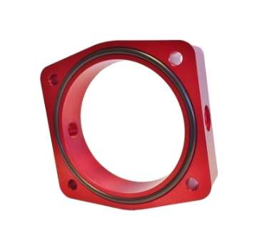 Picture of Torque Solution 03-06 Nissan 350Z - 02-09 Nissan Maxima 3-5L V6 Throttle Body Spacer Red