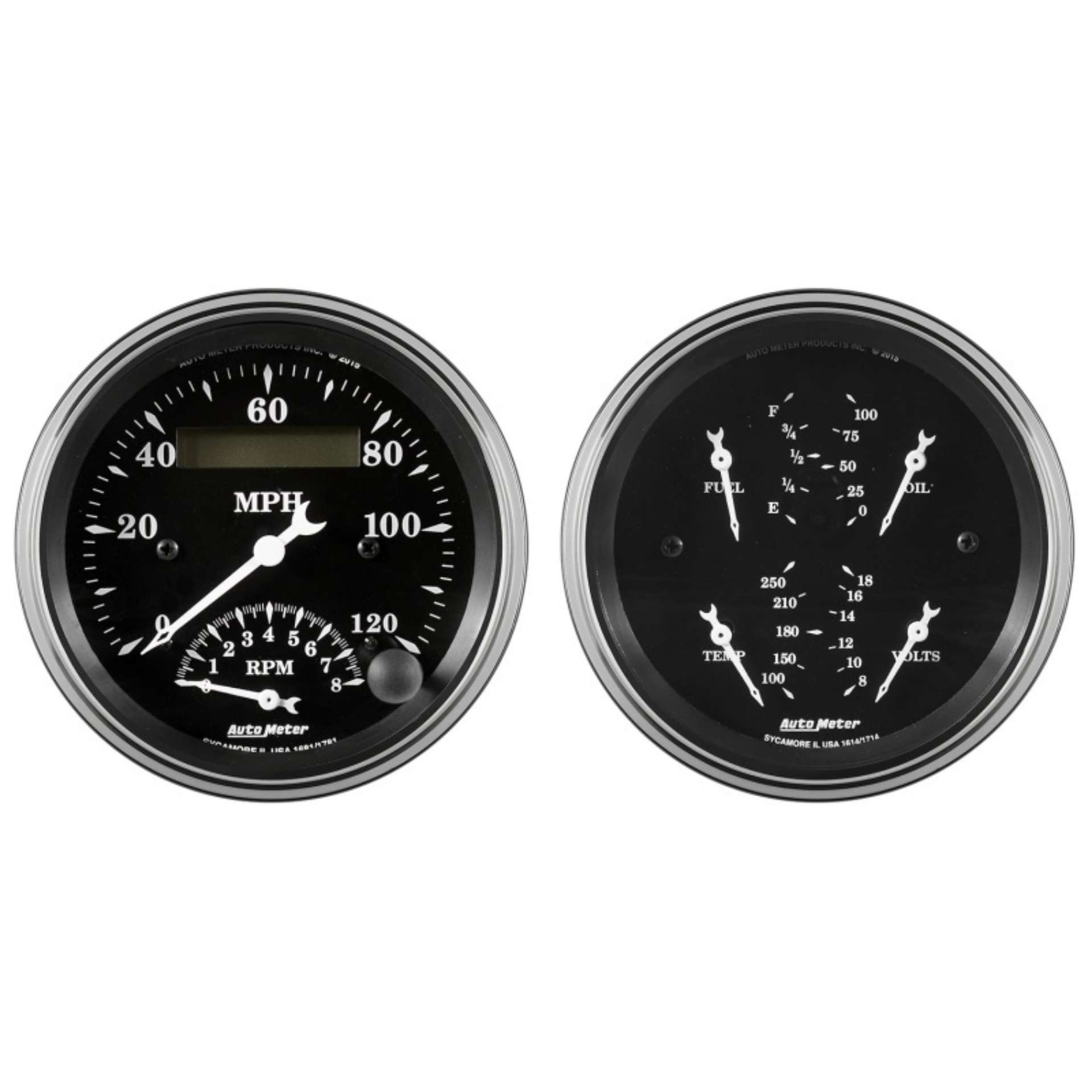 Picture of Auto Meter Gauge Kit 2 pc- Quad & Tach-Speedo 3 3-8in Old Tyme Black