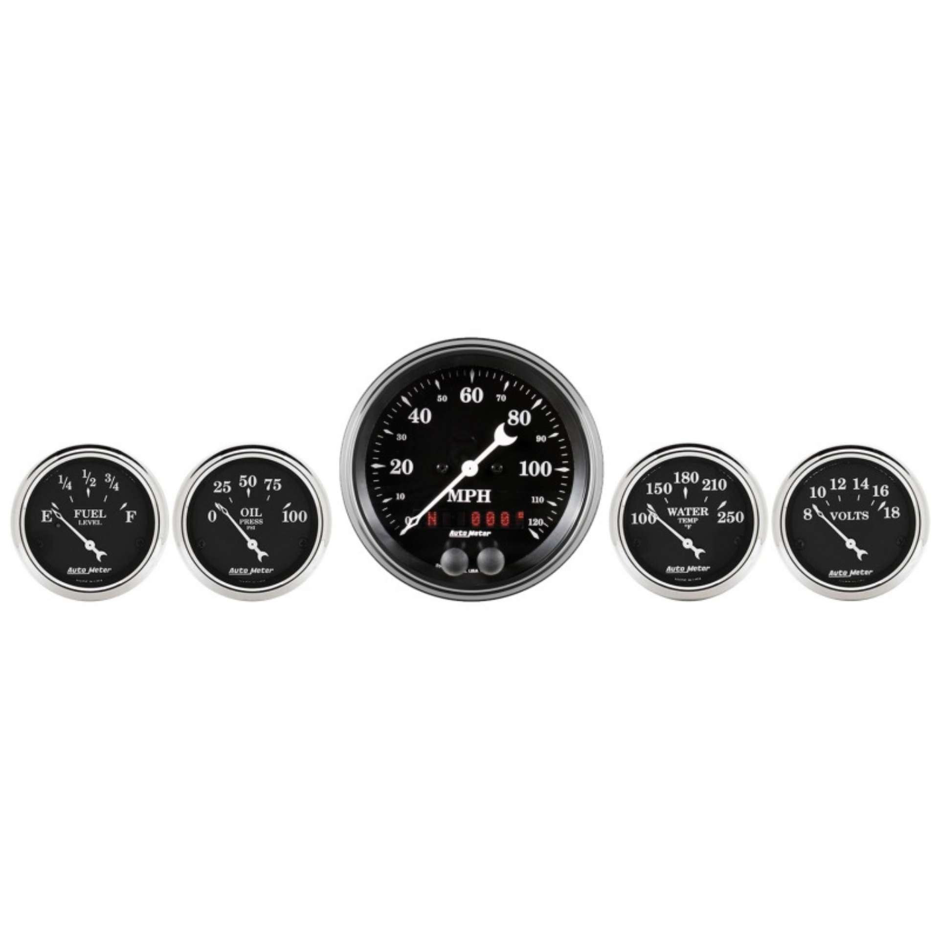 Picture of Auto Meter Gauge Kit 5 pc- 3 3-8in & 2 1-16in GPS Speedometer Old Tyme Black