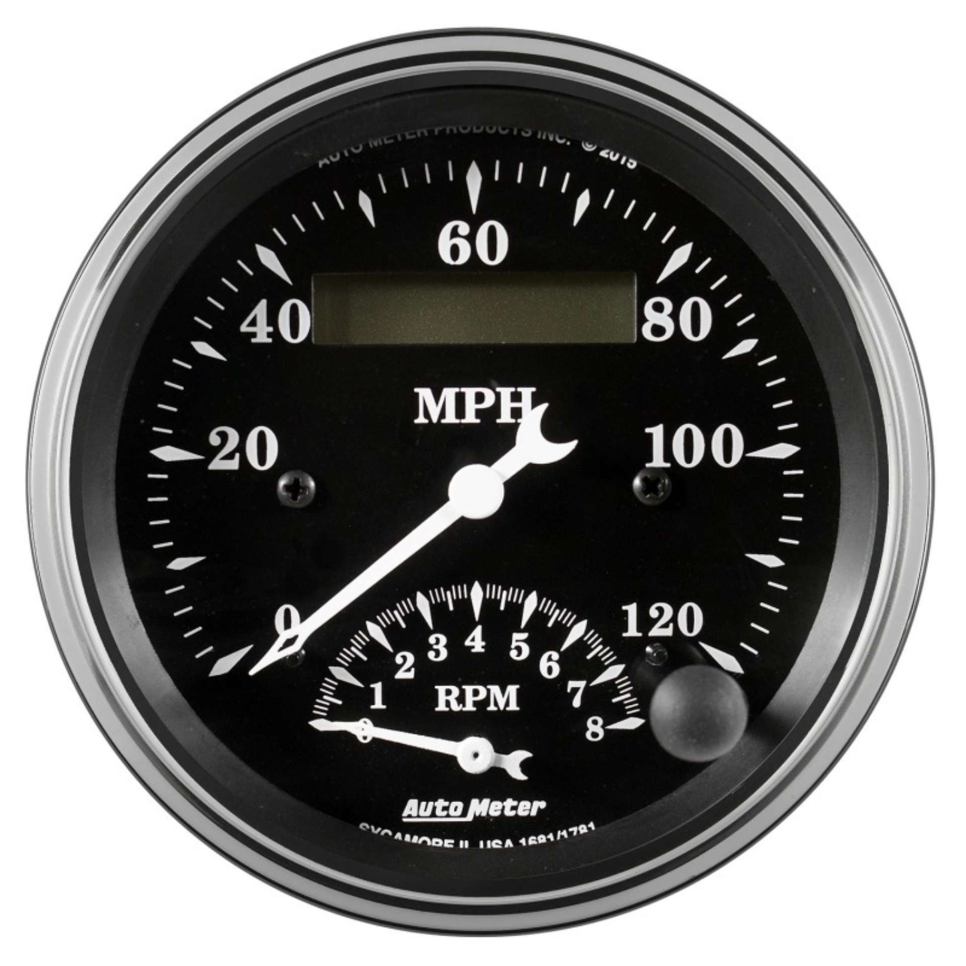 Picture of Auto Meter Gauge Tach-Speedo 3 3-8in 120mph & 8k RPM Elec- Program- Old Tyme Blk