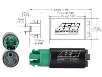 Picture of AEM 340LPH 65mm Fuel Pump Kit w- Mounting Hooks - Ethanol Compatible