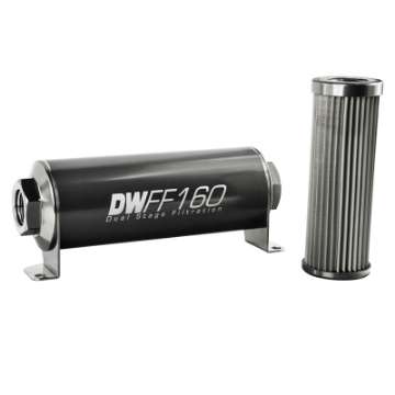 Picture of DeatschWerks Stainless Steel 8AN 10 Micron Universal Inline Fuel Filter Housing Kit 160mm