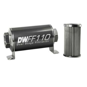 Picture of DeatschWerks Stainless Steel 10AN 10 Micron Universal Inline Fuel Filter Housing Kit 110mm