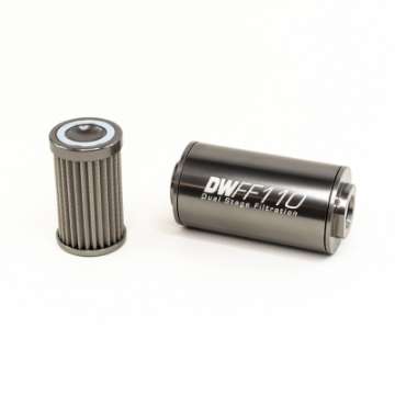 Picture of DeatschWerks Stainless Steel 10AN 100 Micron Universal Inline Fuel Filter Housing Kit 110mm