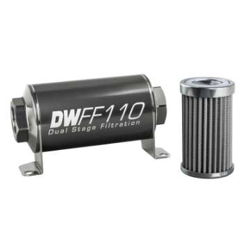 Picture of DeatschWerks Stainless Steel 10AN 100 Micron Universal Inline Fuel Filter Housing Kit 110mm