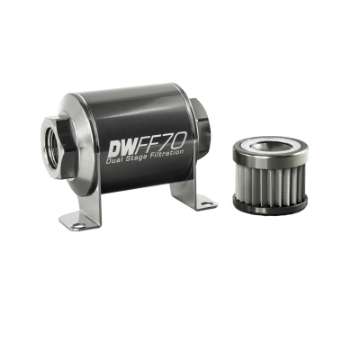 Picture of DeatschWerks Stainless Steel 10AN 10 Micron Universal Inline Fuel Filter Housing Kit 70mm