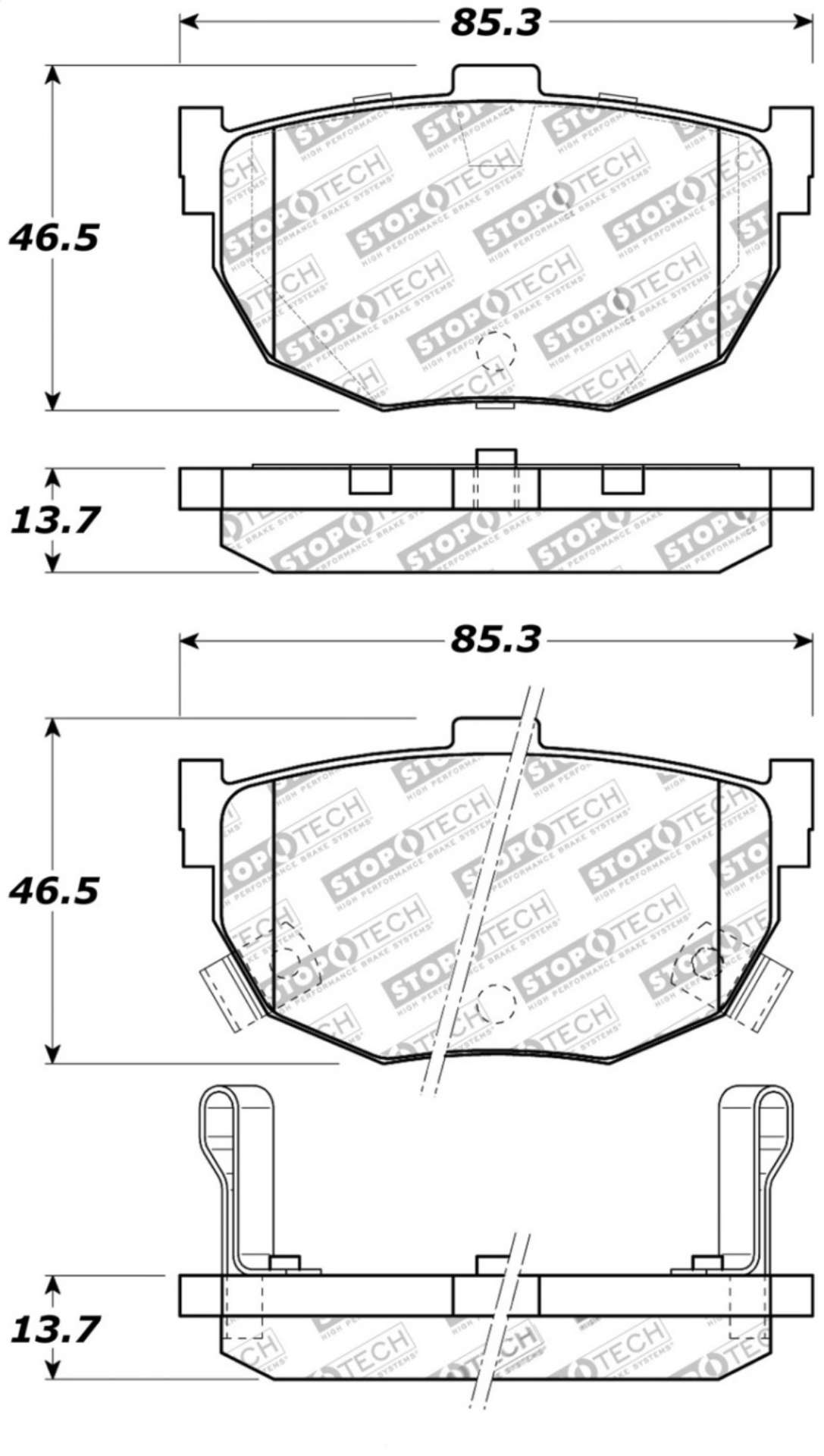 Picture of StopTech Street Touring Hyundai Elantra-Tiburon - Kia Spectra Rear Brake Pads