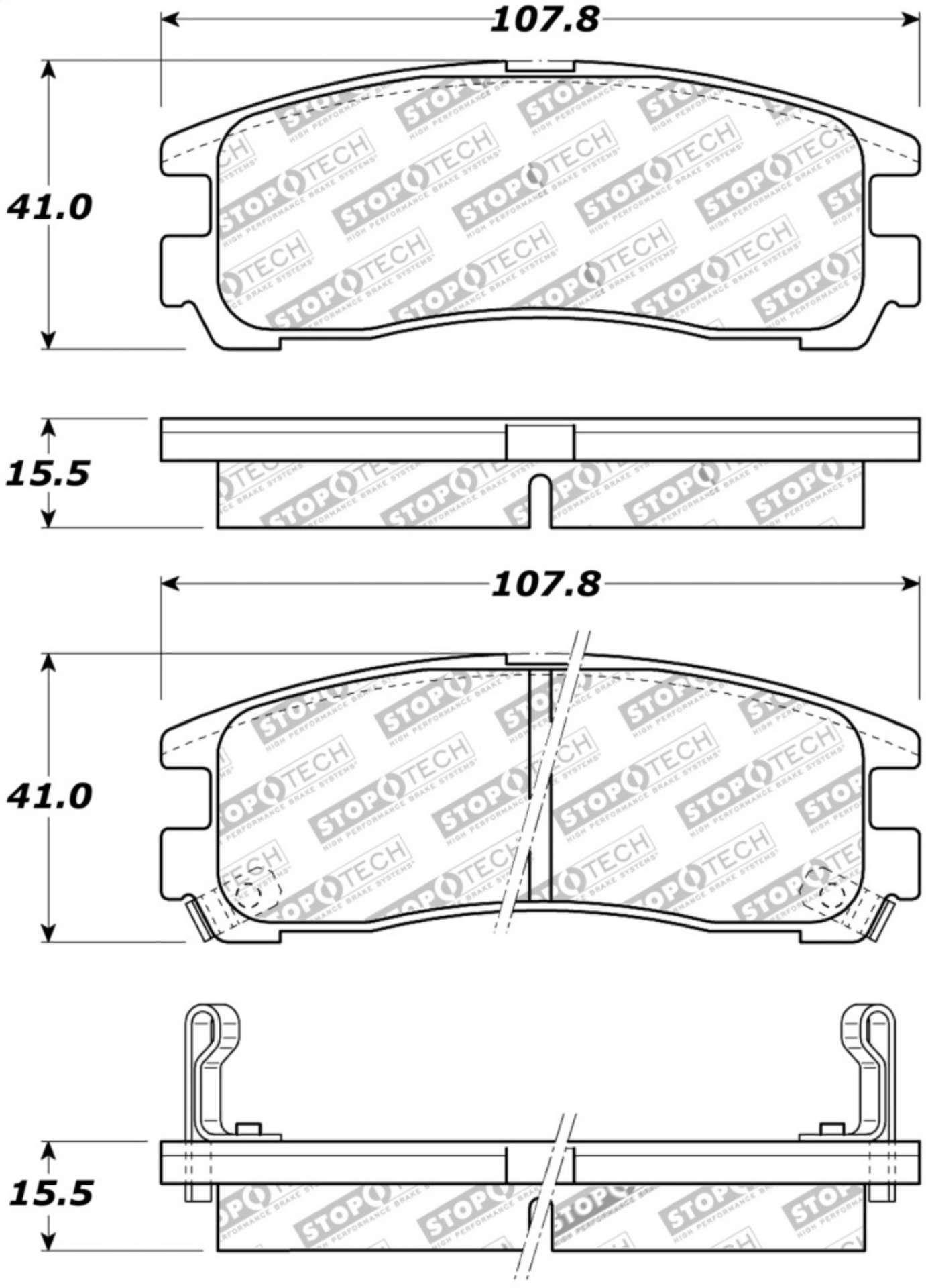 Picture of StopTech Street Touring 4-89-99 Mitsubishi Eclipse GST Rear Brake Pads