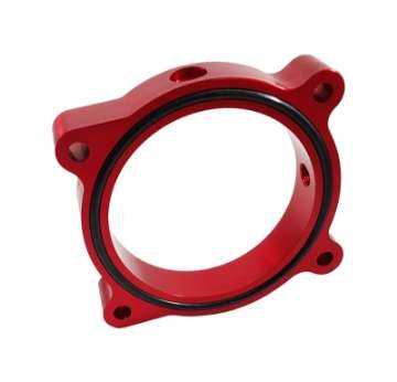 Picture of Torque Solution Throttle Body Spacer Red: Ford Mustang GT 5-0L 2011-2016