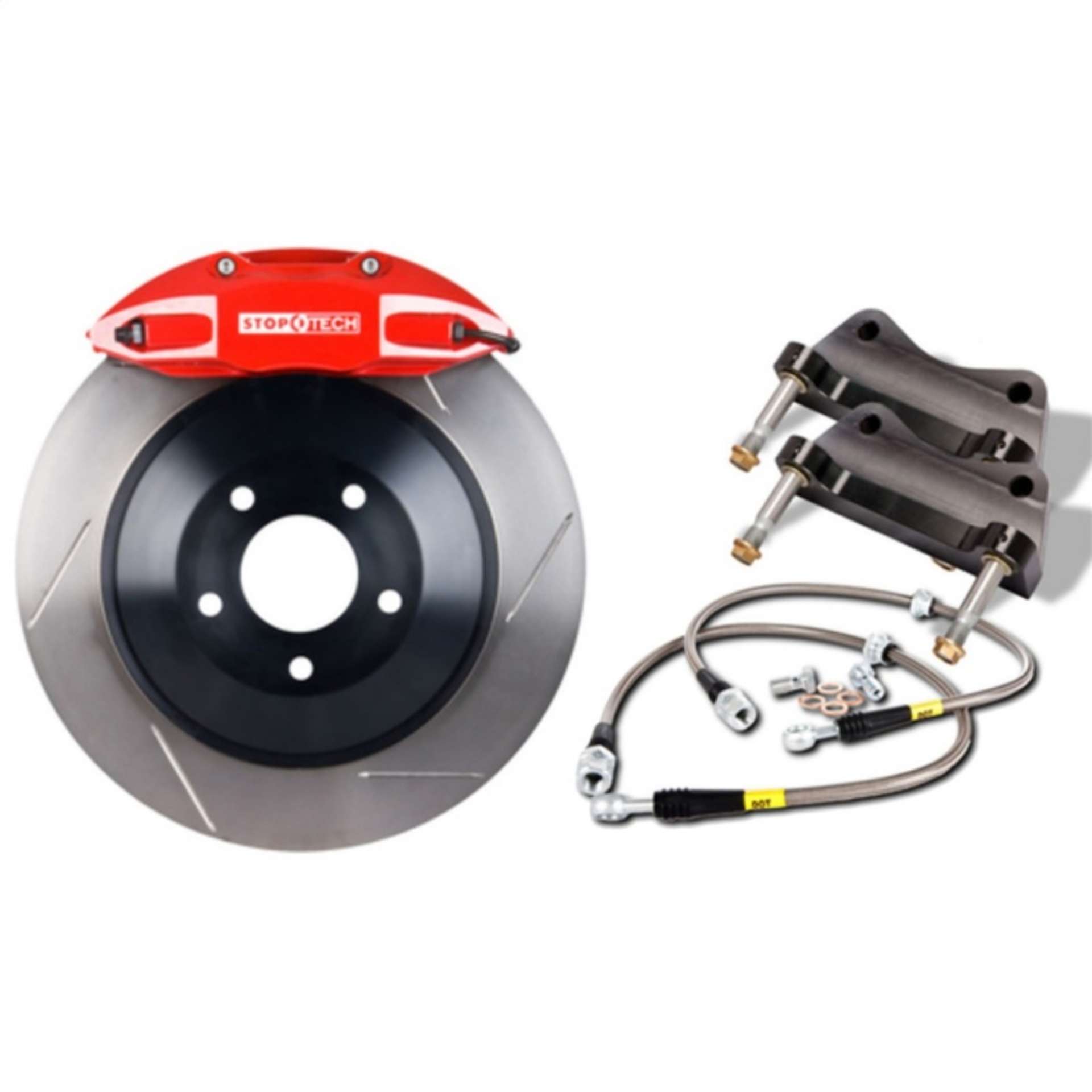 Picture of StopTech 2015 Ford Mustang GT Front Big Brake Kit Red ST-60 Calipers 380x34mm Drilled 1pc Rotors