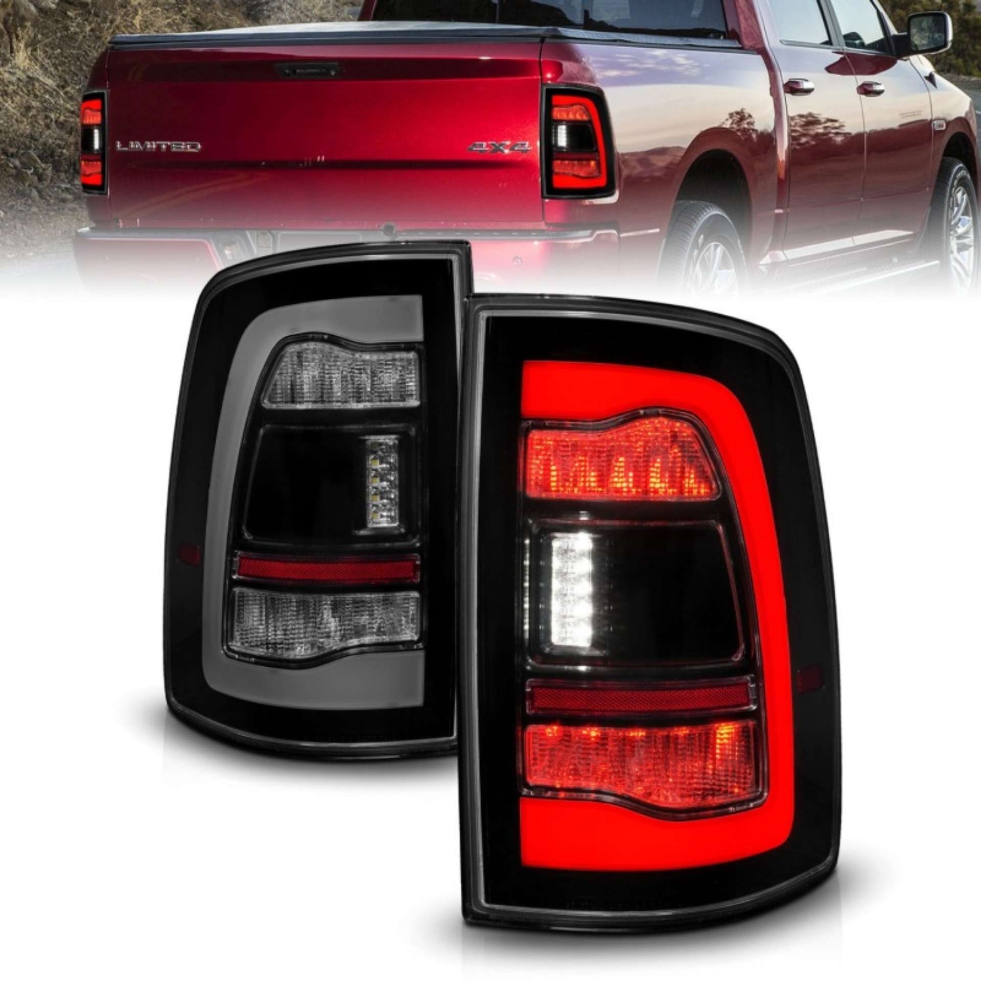 Picture of ANZO 09-18 Dodge Ram 1500 Sequential LED Taillights Smoke Black