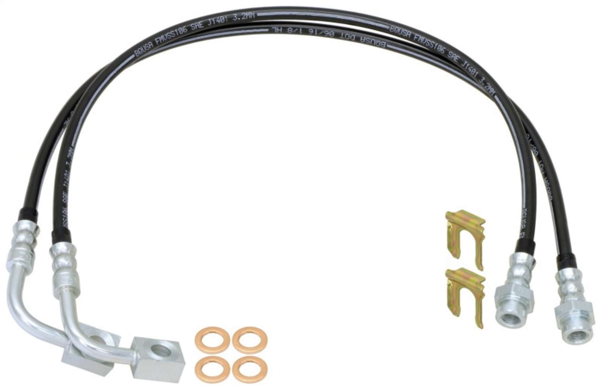 Picture of RockJock JK Rear Braided Brake Hose Kit 25-5in Long