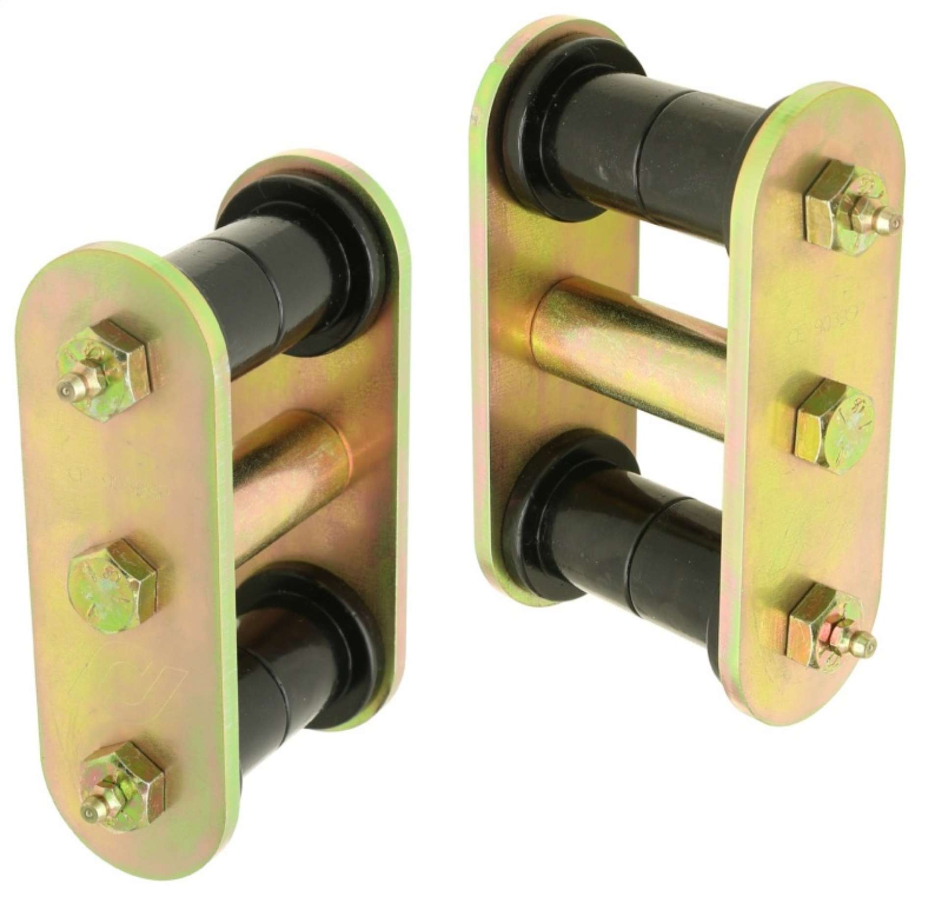 Picture of RockJock YJ HD Leaf Spring Shackles Front w- Urethane Bushings HD Greasable Bolts Pair