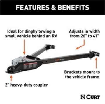Picture of RockJock Curt Tow Bar with Adjustable Width Arms Car Mount 2in Ball 5000lbs