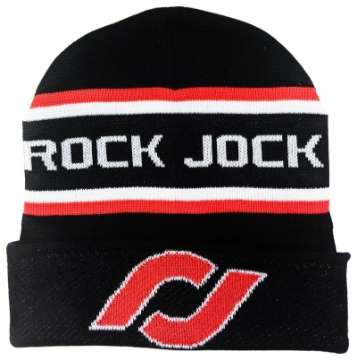 Picture of RockJock Beanie Black w- Red and White RJ Logos and Stripes One Size Fits All