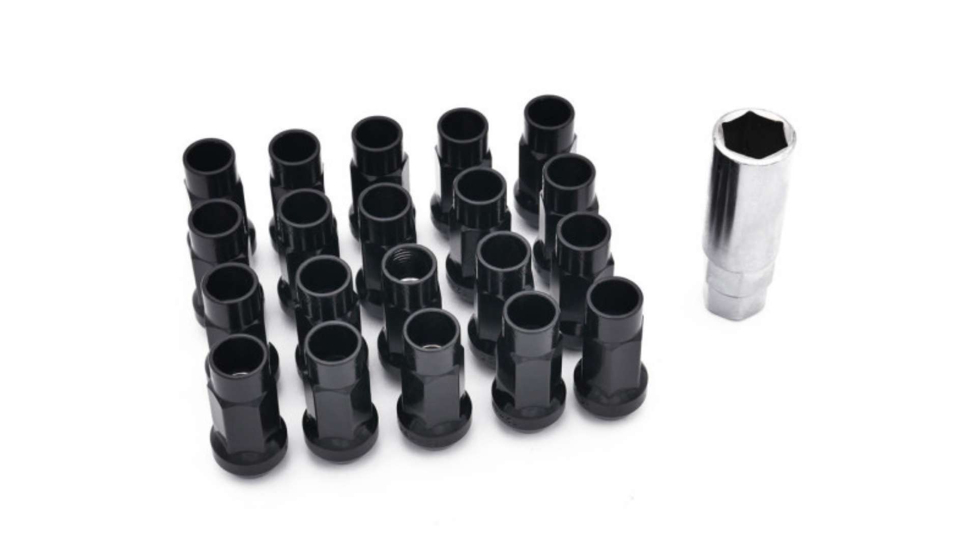 Picture of ISR Performance Steel 50mm Open Ended Lug Nuts M12x1-25 - Black