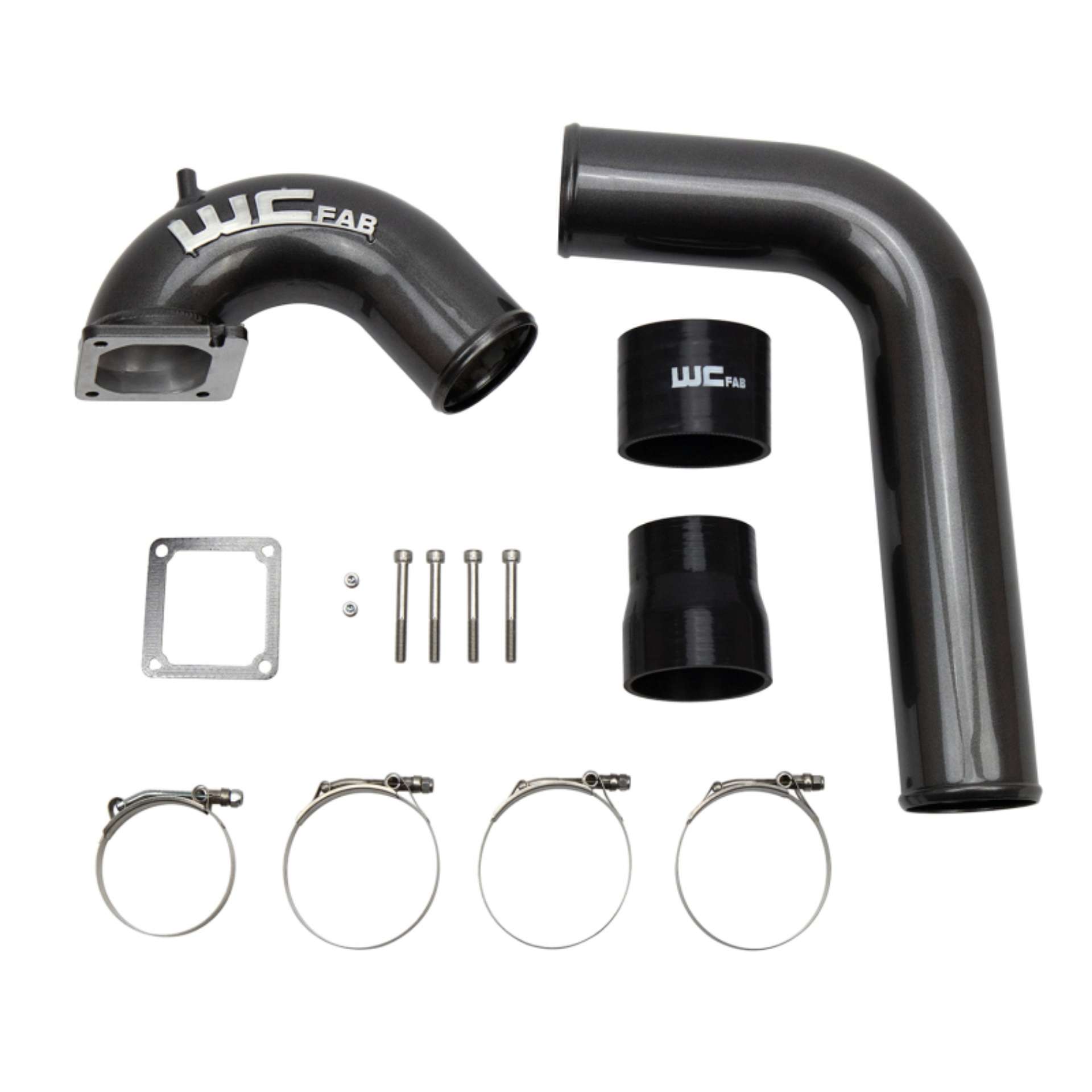 Picture of Wehrli 03-07 Dodge 5-9L Cummins 3-5in Intake Horn & Driver Side Intercooler Pipe Kit - Fluor Green