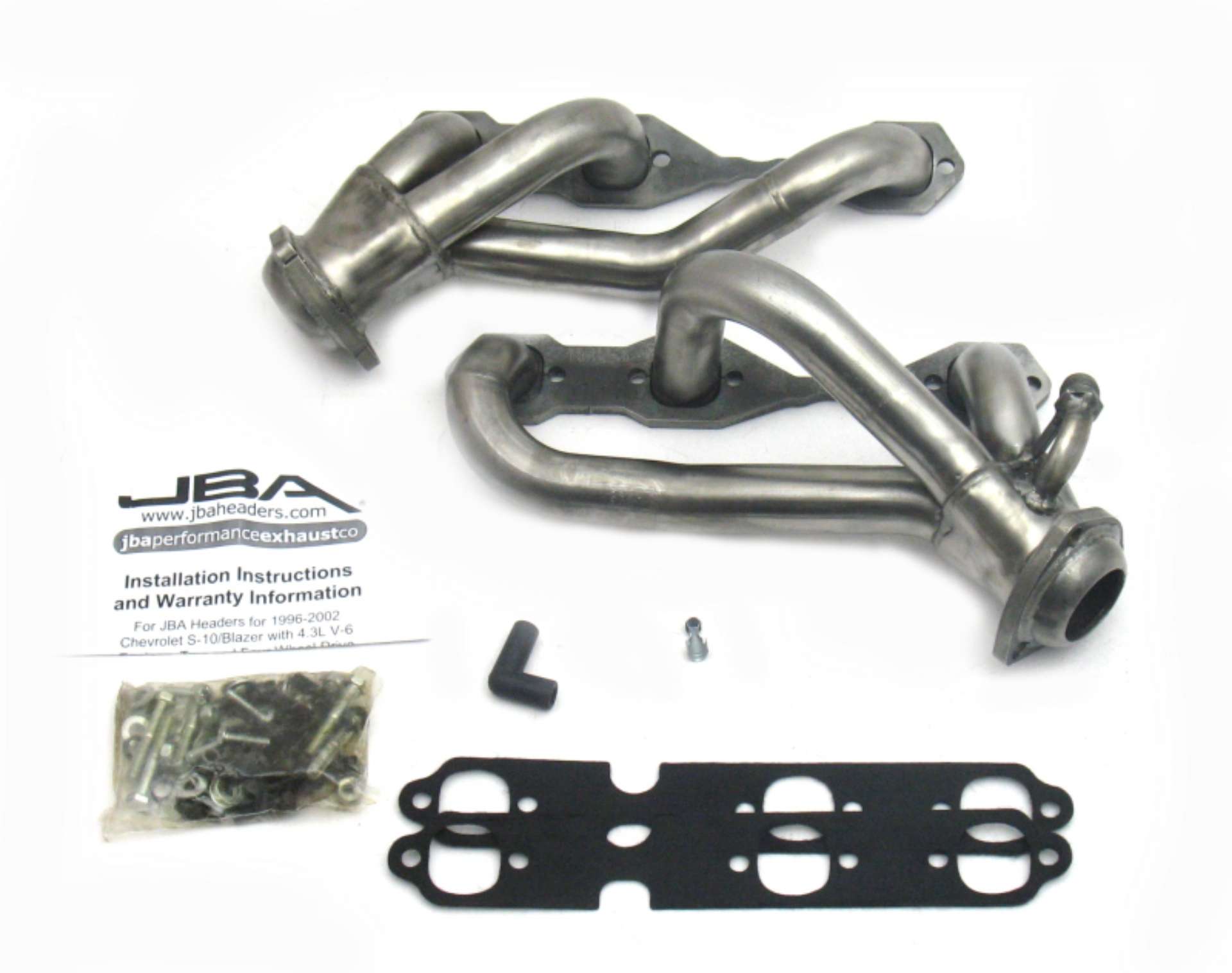 Picture of JBA 96-01 GM S Truck 4-3L V6 w-o A-I-R- Injection 1-1-2in Primary Raw 409SS Cat4Ward Header