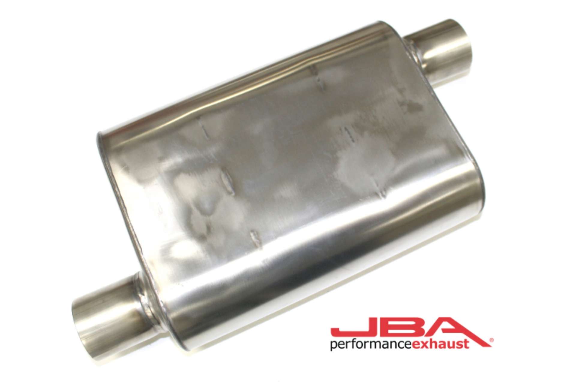 Picture of JBA Universal Chambered Style 304SS Muffler 13x9-75x4 2-5in Inlet Diameter Offset-Offset