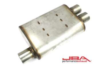 Picture of JBA Universal Chambered Style 304SS Muffler 13x9-75x4 2-5in Inlet Diameter Offset-2-5 Dual Outlet