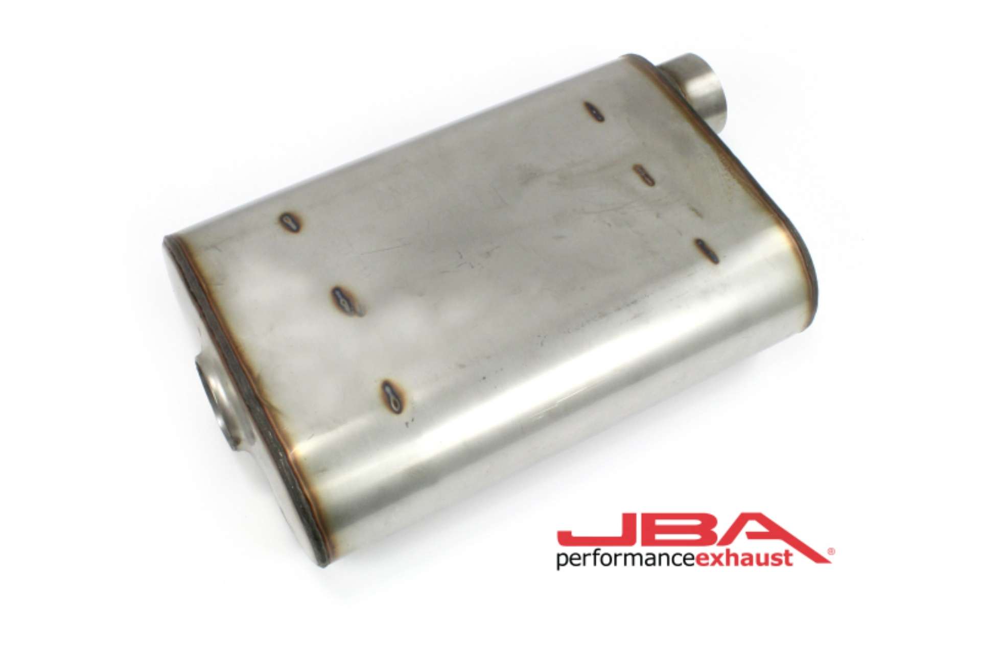 Picture of JBA Universal Chambered Style 304SS Muffler 14x9-75x4 2-5in Inlet Diameter Offset-Offset