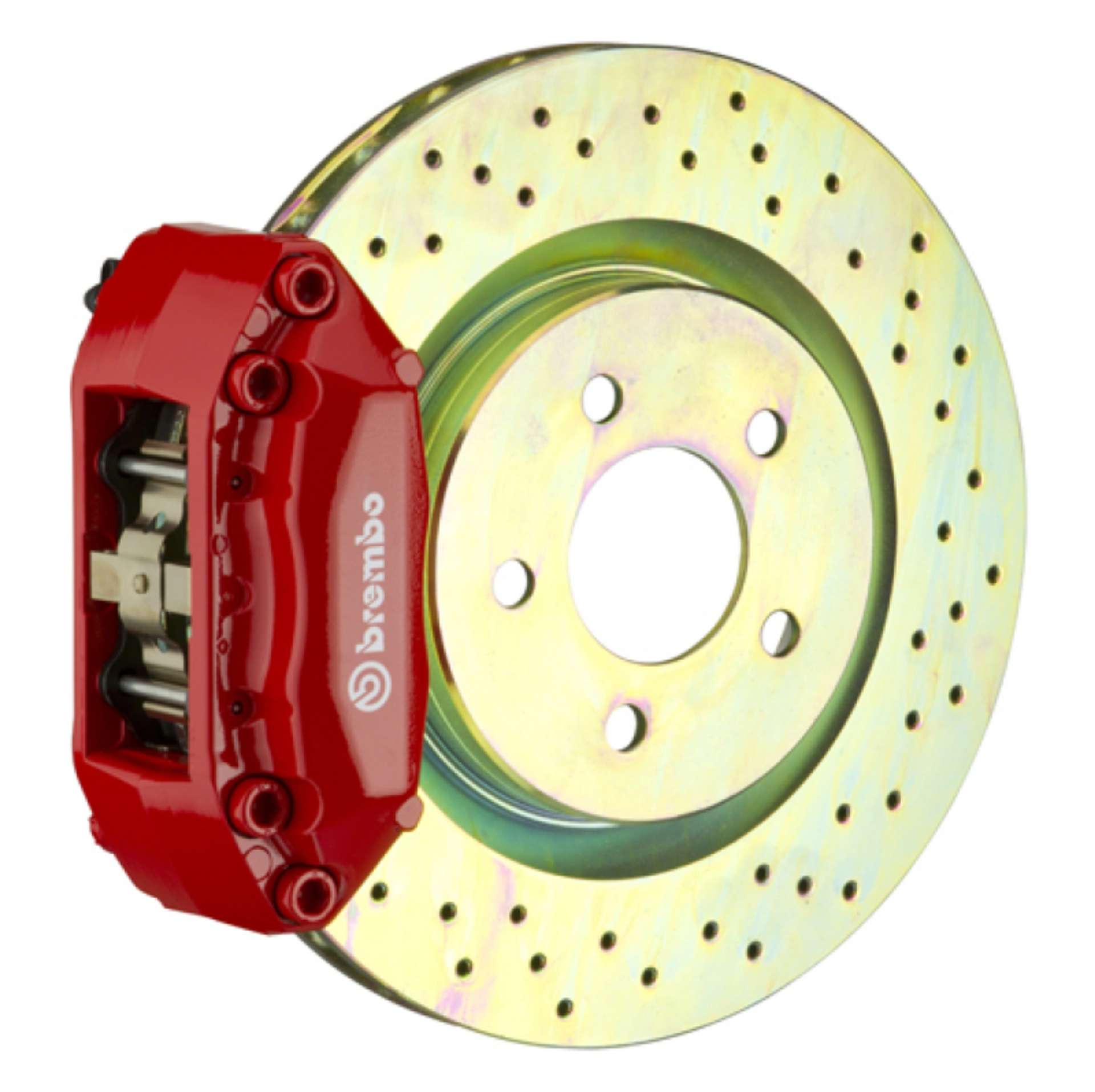 Picture of Brembo 99-06 TT 8N Front GT BBK 4 Piston Cast 2pc 323x28 1pc Rotor Drilled-Red