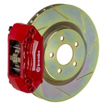 Picture of Brembo 87-91 M3 E30 Front GT BBK 4 Piston Cast 2pc 330x28 1pc Rotor Slotted Type-1-Red