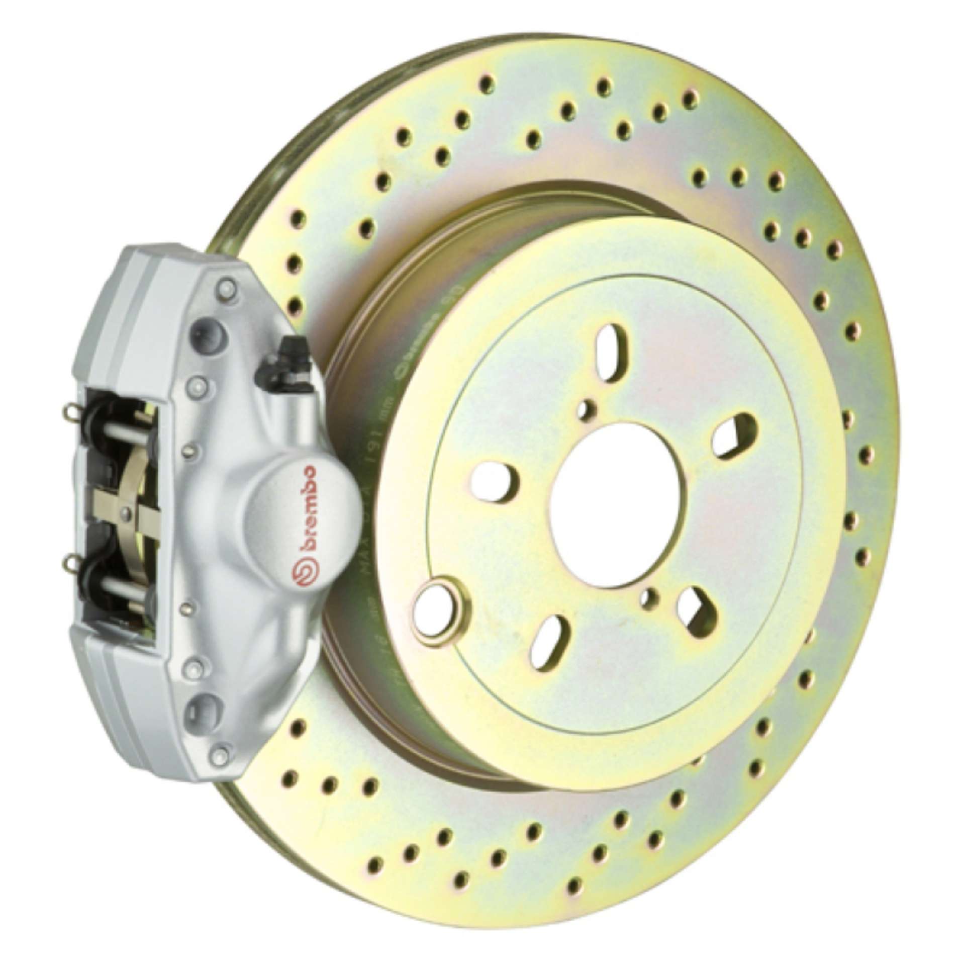 Picture of Brembo 92-98 318i-325i-328i Rear GT BBK 2 Piston Cast 2pc 294x19 1pc Rotor Drilled-Silver