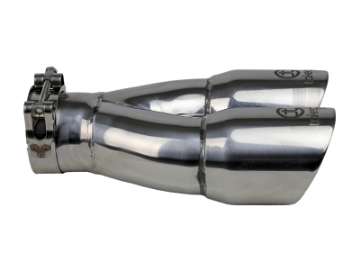 Picture of aFe Takeda 2-5in 304 Stainless Steel Clamp-on Exhaust Tip 2-5in Inlet 3in Dual Outlet - Polished