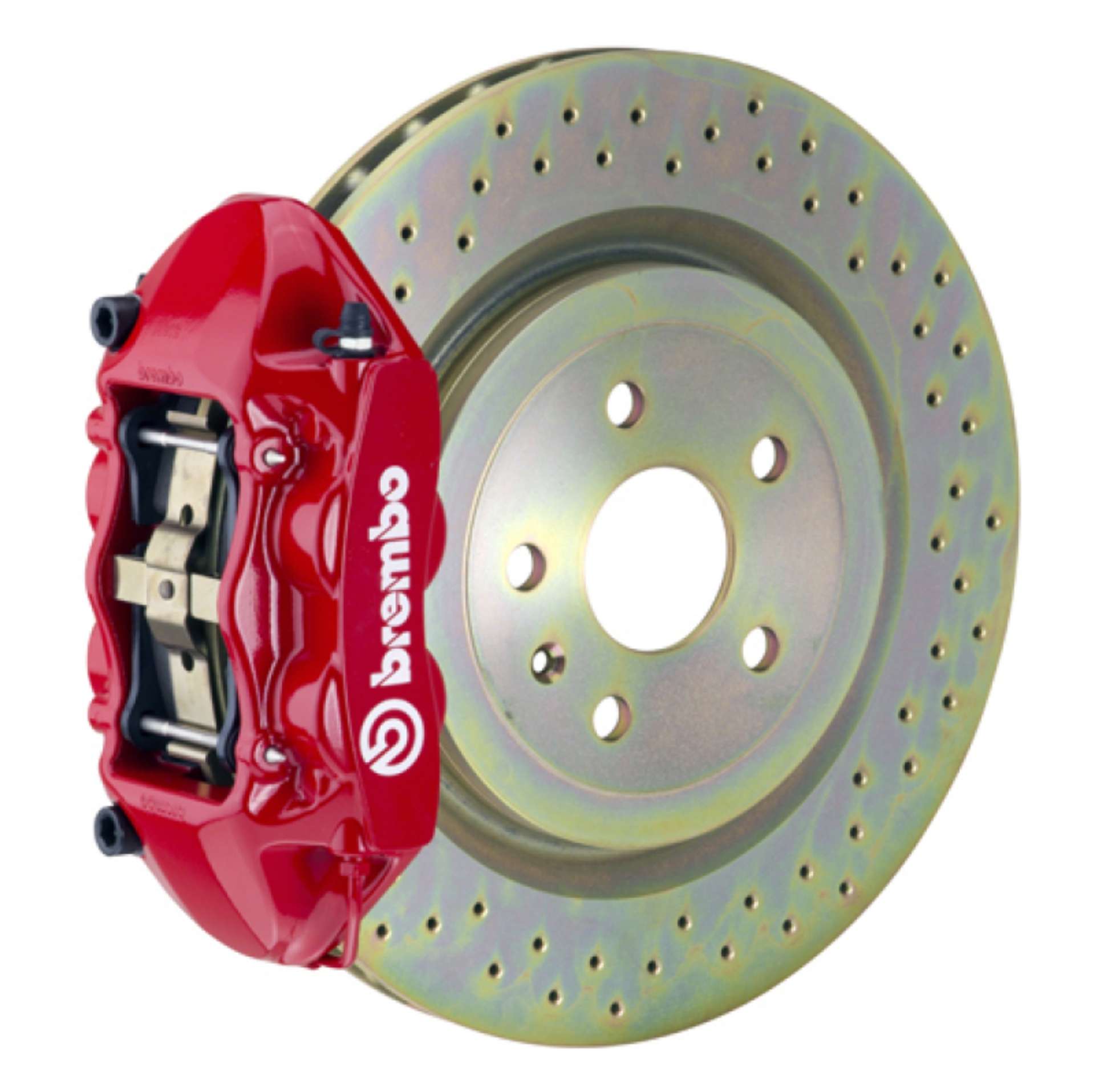 Picture of Brembo 08-13 C30 Front GT BBK 4 Piston Cast 336 x28 1pc Rotor Drilled-Red