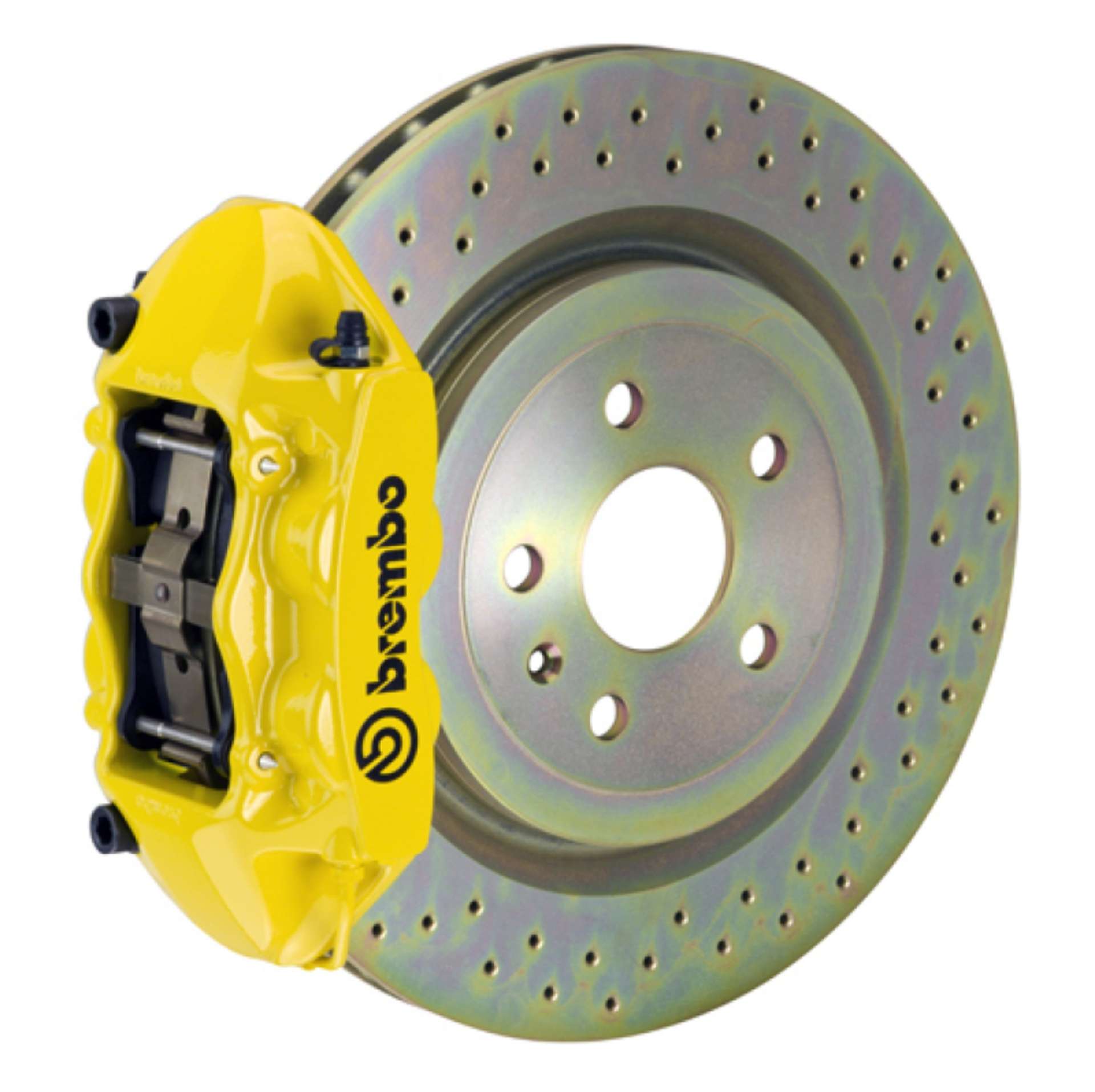 Picture of Brembo 08-13 C30 Front GT BBK 4 Piston Cast 336 x28 1pc Rotor Drilled- Yellow