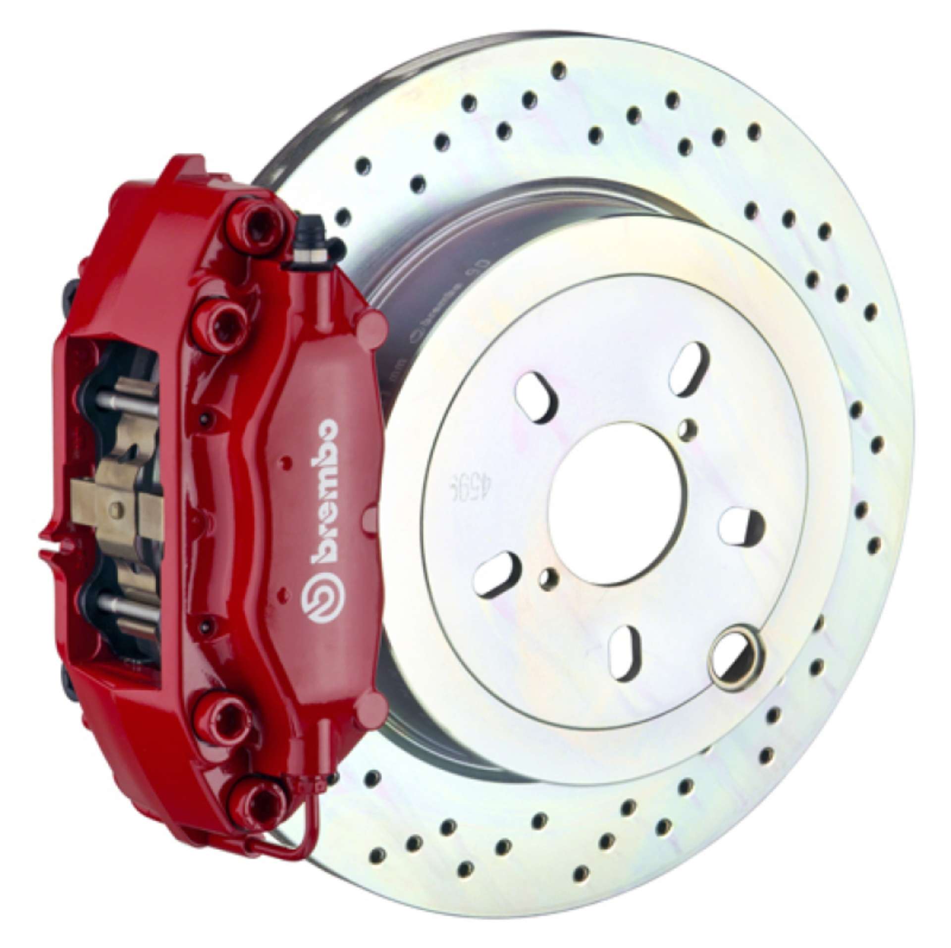 Picture of Brembo 66-89 911S-SC-Carrera Rear GT BBK 4 Piston Cast 2pc 309x28 1pc Rotor Drilled-Red