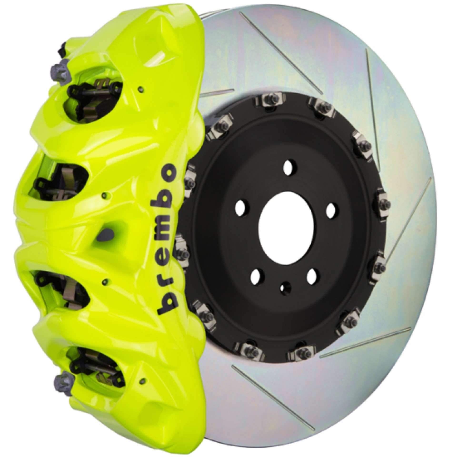 Picture of Brembo 12-16 FR-S Front GT BBK 4 Piston Cast 326 x30 1pc Rotor Slotted Type1-Fluo- Yellow