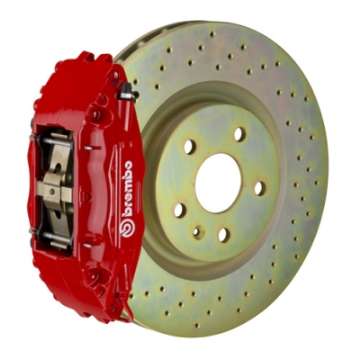 Picture of Brembo 02-07 Impreza-WRX-08-14 WRX Front GT BBK 4 Piston Cast 326 x30 1pc Rotor Drilled-Red