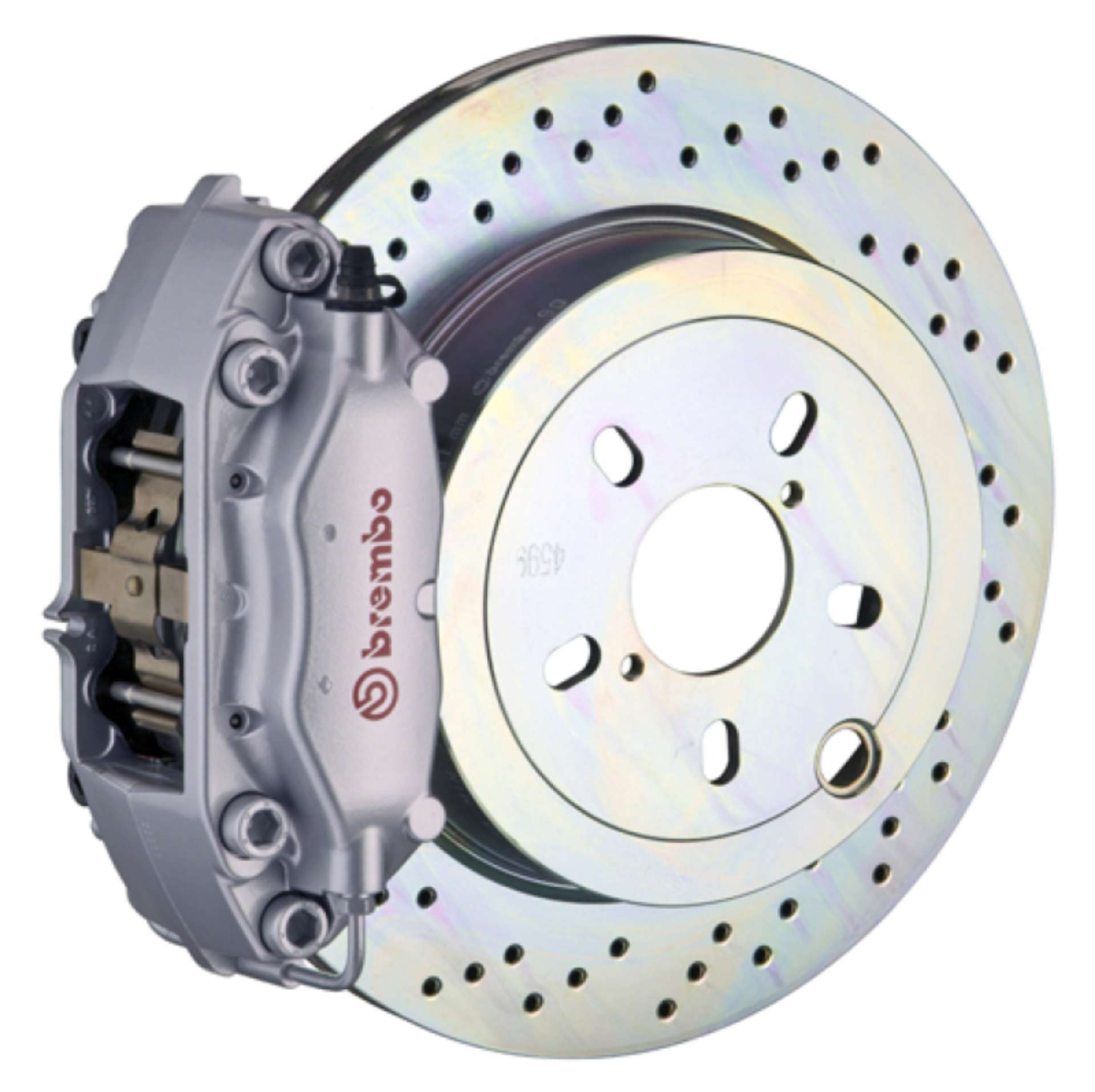 Picture of Brembo 66-89 911S-SC-Carrera Rear GT BBK 4 Piston Cast 2pc 309x28 1pc Rotor Drilled-Silver