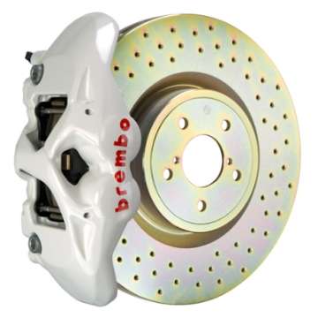 Picture of Brembo 02-07 Impreza-WRX-08-14 WRX Front GT BBK 4 Piston Cast 326 x30 1pc Rotor Drilled- White