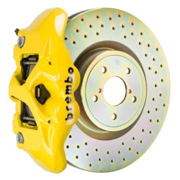 Picture of Brembo 02-07 Impreza-WRX-08-14 WRX Front GT BBK 4 Piston Cast 326 x30 1pc Rotor Drilled- Yellow