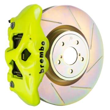 Picture of Brembo 02-07 Impreza-WRX-08-14 WRX Fr GT BBK 4Pist Cast 326 x30 1pc Rotor Slot Type1-Fluo- Yellow