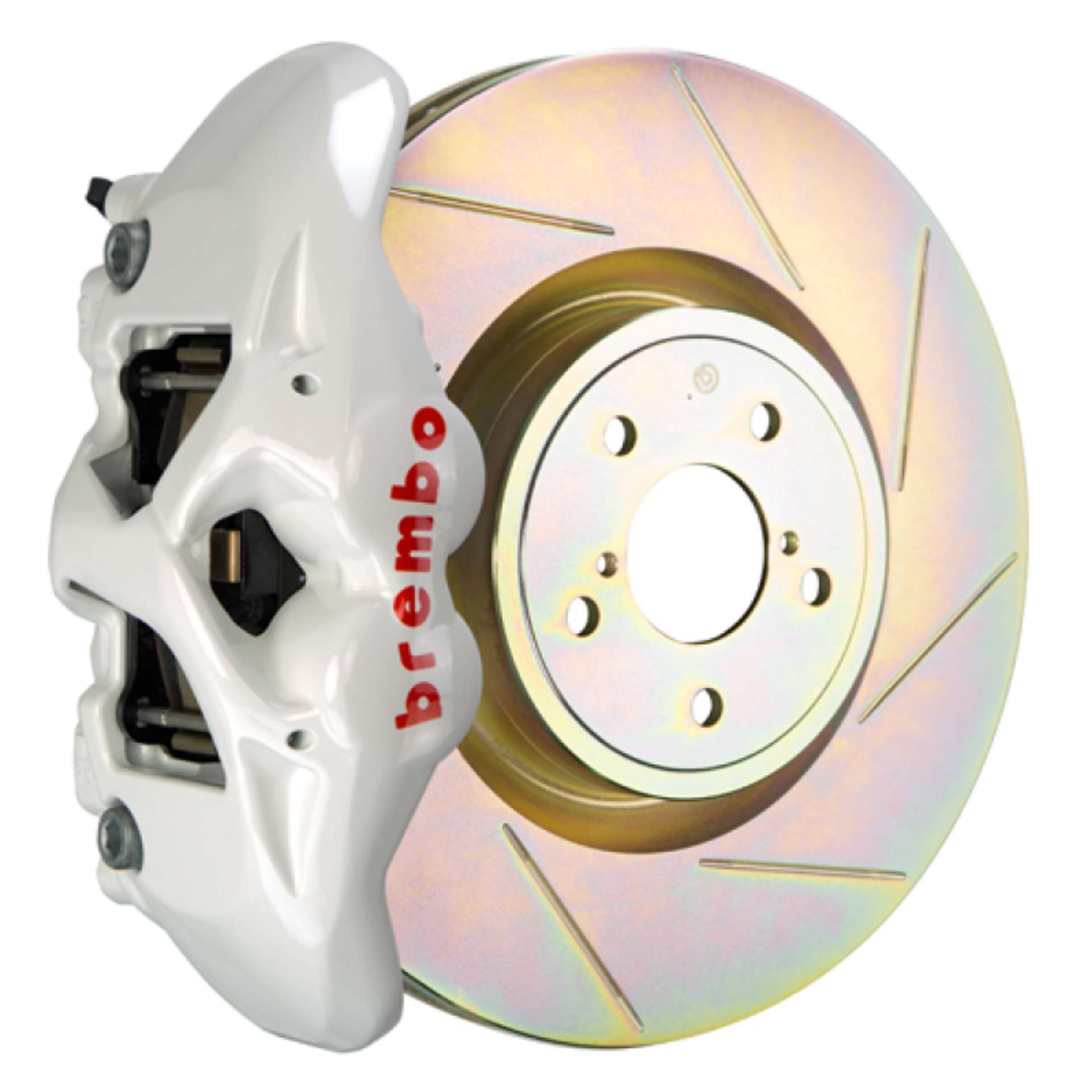 Picture of Brembo 02-07 Impreza-WRX-08-14 WRX Front GT BBK 4 Piston Cast 326 x30 1pc Rotor Slotted Type1-White