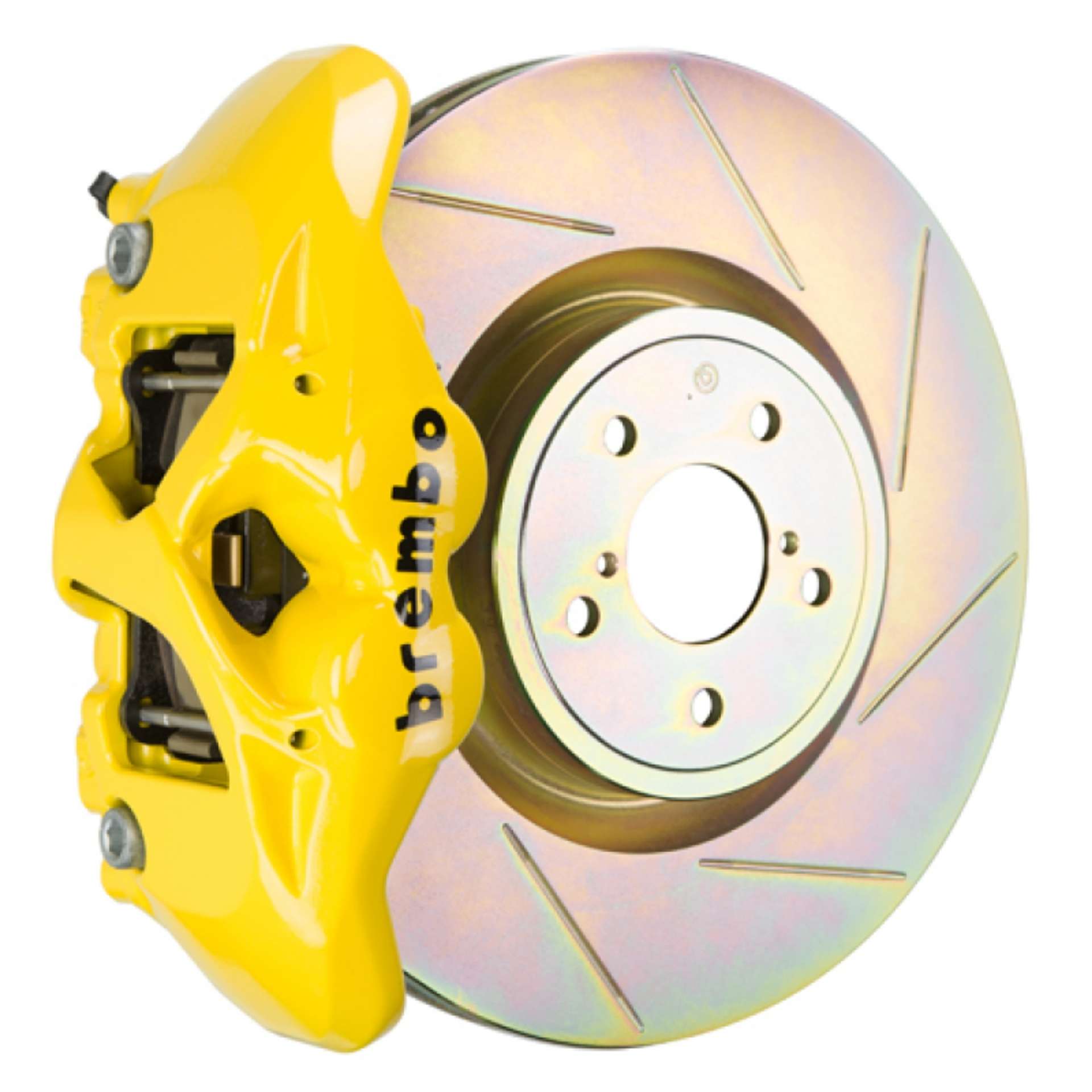 Picture of Brembo 02-07 Impreza-WRX-08-14 WRX Front GT BBK 4Piston Cast 326 x30 1pc Rotor Slotted Type1-Yellow