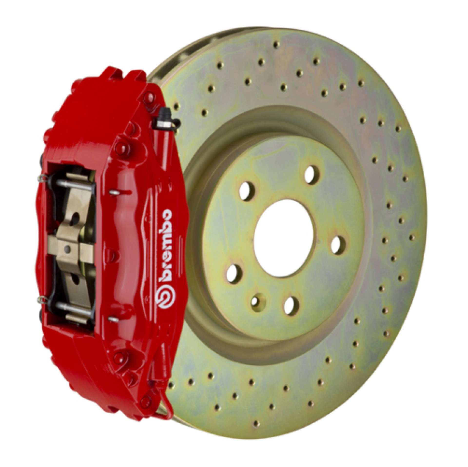 Picture of Brembo 82-89 6-Series Front GT BBK 4 Piston Cast 2pc 332x32 1pc Rotor Drilled-Red