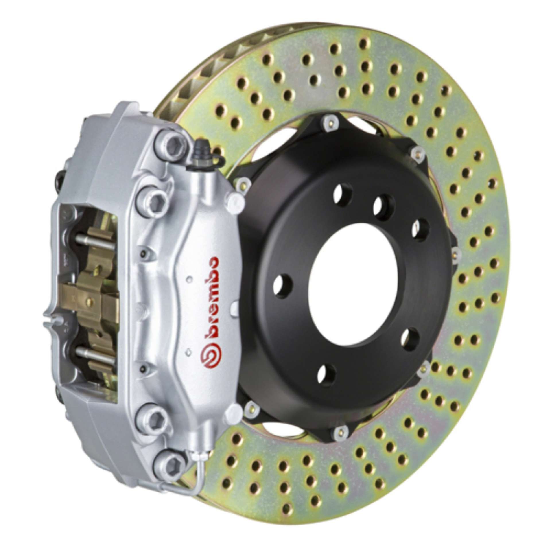 Picture of Brembo 02-06 Mini Cooper Fr GT BBK 4Pis Cast 2pc 320x28 2pc Rotor Drilled-Silver