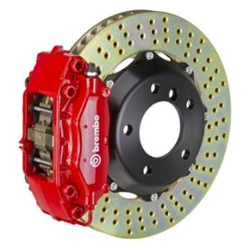 Picture of Brembo 02-06 Mini Cooper Front GT BBK 4 Piston Cast 2pc 320x28 2pc Rotor Drilled-Red