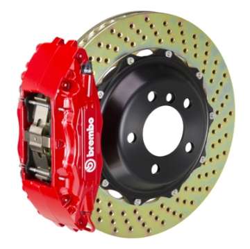 Picture of Brembo 02-07 Impreza- wRX GD-GG Front GT BBK 4 Piston Cast 2pc 332x32 2pc Rotor Drilled-Red