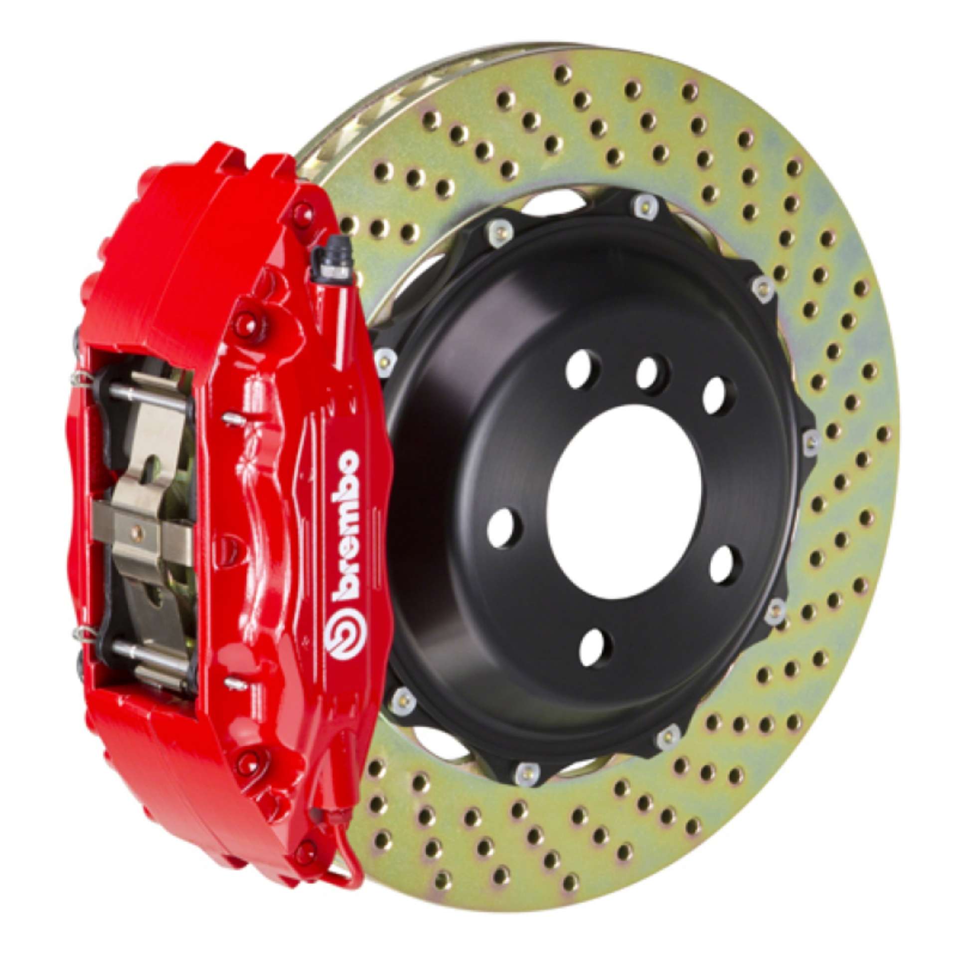 Picture of Brembo 94-00 C-Class Front GT BBK 4 Piston Cast 2pc 355x32 2pc Rotor Drilled-Red