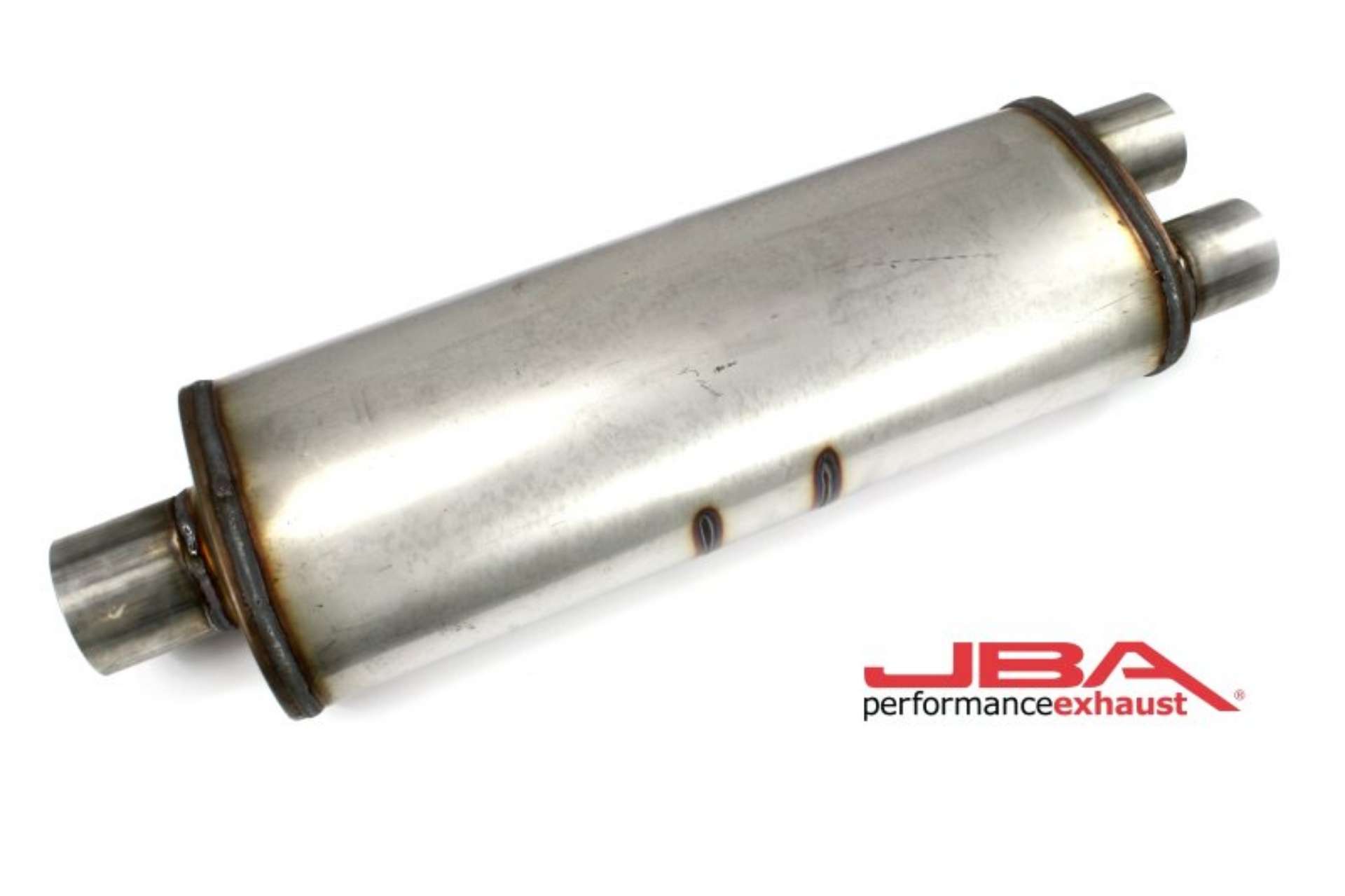 Picture of JBA Universal Chambered 304SS Muffler 25x8x5in 3in Center Inlet-2-5in Dual Outlet