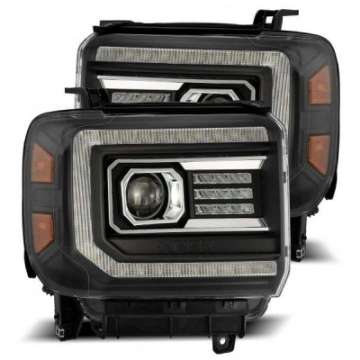 Picture of AlphaRex 14-18 GMC Sierra PRO-Series Proj Headlights Plank Style Black w-Activ Light-Seq Signal-DRL