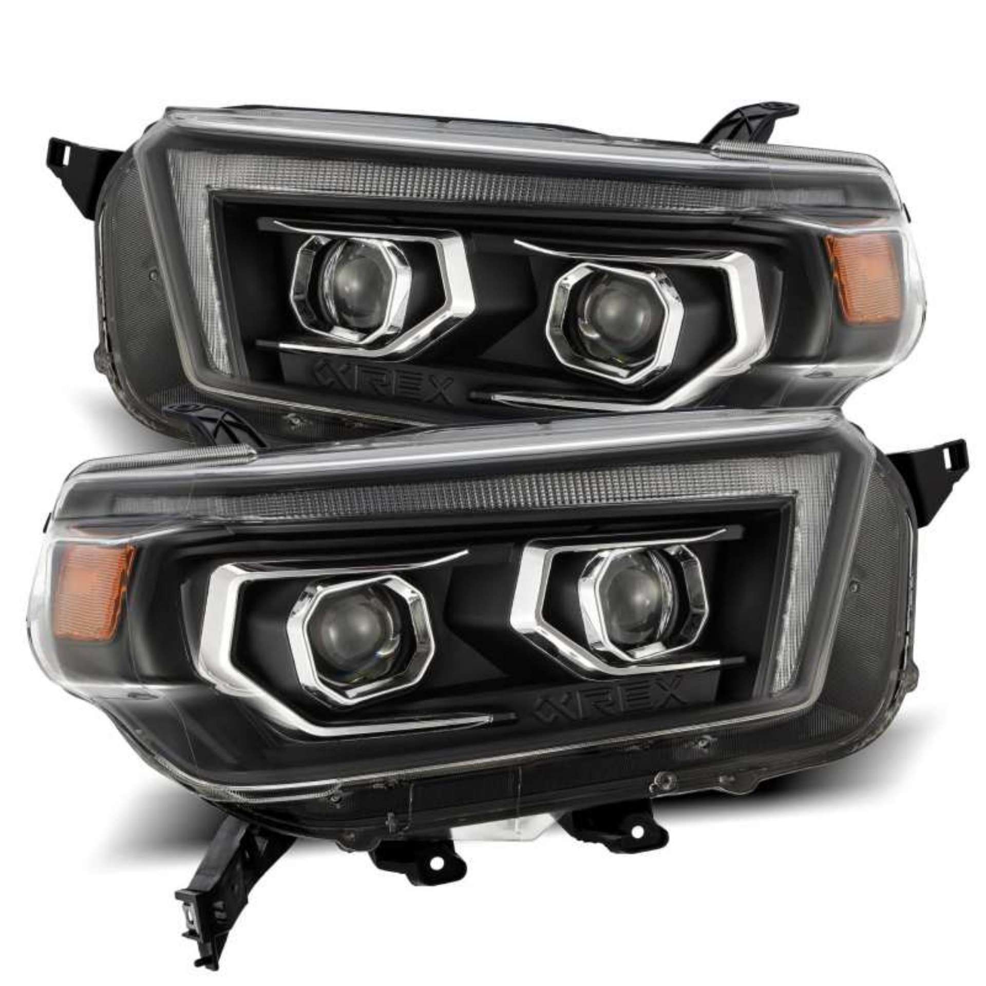 Picture of AlphaRex 10-13 Toyota 4Runner PRO-Series Projector Headlights Plank Style Black w-Seq Signal-DRL