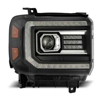 Picture of AlphaRex 14-18 GMC Sierra LUXX LED Proj Headlights Plank Style Black w-Activ Light-Seq Signal-DRL